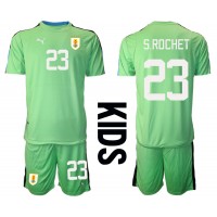 Koszulka piłkarska Urugwaj Sergio Rochet #23 Bramkarska Strój Domowy dla dzieci MŚ 2022 tanio Krótki Rękaw (+ Krótkie spodenki)